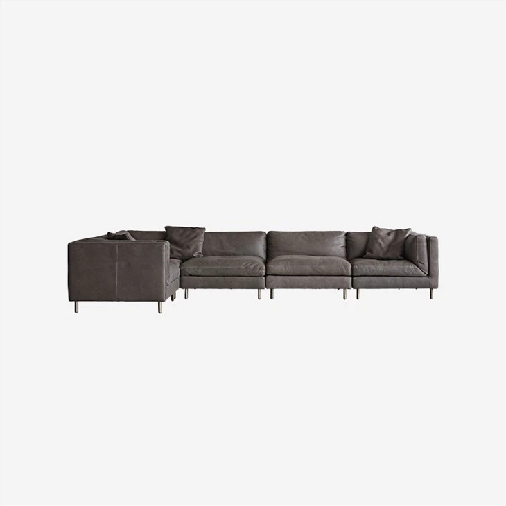 Black Leather L Shaped Couch